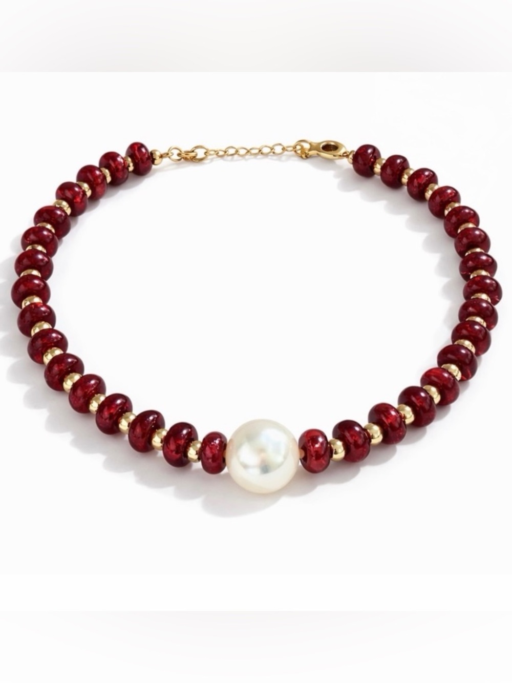Wine Beaded Pearl Necklace |